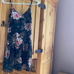 Crushed velvet roses black dress